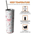 thumbnail image 6 of 20oz Pink Butterfly Star Floral Peach Pattern Skinny Tumblers Stainless Steel Tumbler with Lid and Straw,Vacuum Insulated Double Wall Travel Tumbler Cups with Cleaning Brush for Coffee,Tea, 6 of 6