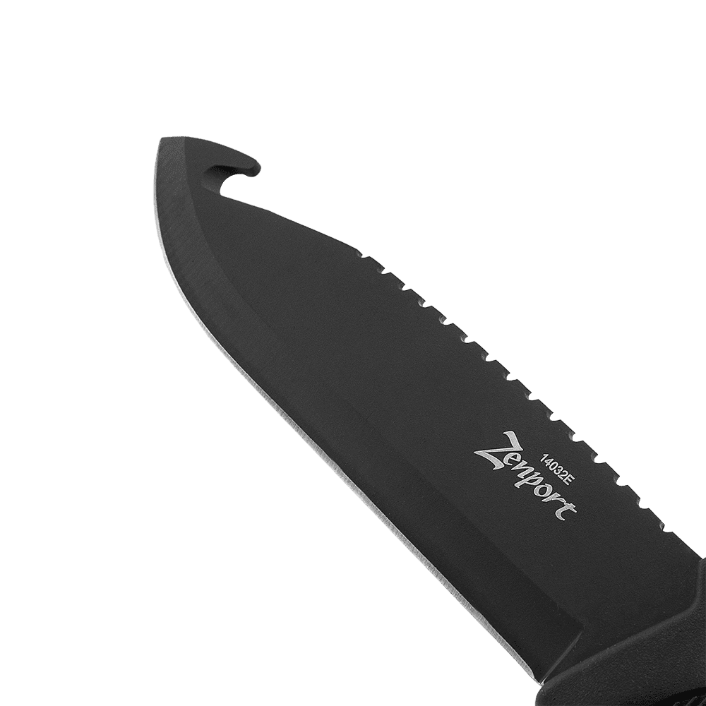Zenport 14032E Hunting Knife with Sheath, 10.6-Inch, 5.9 Inch Stainless Steel Blade, Black - 12 Pack