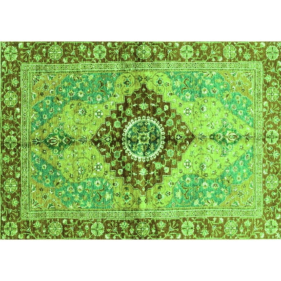 Ahgly Company Indoor Rectangle Persian Green Traditional Area Rugs, 5' x 7'
