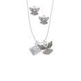 thumbnail image 2 of Delight Jewelry Silvertone U.S. Passport Silver tone Guardian Angel Charm Necklace and Stud Earrings, 2 of 4