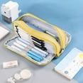 thumbnail image 4 of Large Capacity Pen Pouch, Cloth Stationery Bag with 3 Zipper Compartments, Holds 40 Pens & 20cm Ruler, Waterproof & Washable for Learner, Artists, and Office Organization,Vsgery, 4 of 9