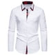 thumbnail image 2 of Blusa y camisa de manga larga con cuello vuelto para hombre, informal, con botones y retazos, de poliéster, 2 of 9