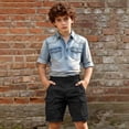 thumbnail image 2 of CPNG Boys Athletic Cargo Shorts Solid Color Sport Cargo Shorts Elastic High Waist Casual Loose Cargo Shorts Outwear Shorts(Black,15-16 Years), 2 of 8