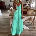 thumbnail image 2 of Tnhcen Women's Spaghetti Straps V - Neck Solid Color Maxi Dress Stretchy Casual Summer Beach Long Dress Plus Size S - 3XL, Flowy Sleeveless Tank Dress for Women, 2 of 5