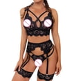 thumbnail image 5 of Gibobby Ropa sexy de mujer para sexo Conjuntos de Lencería Sexy para Mujer Brasier de Encaje Flores Sujetador Abierto Tanga G-String Thong Ropa Interior Pijama(Negro, XG), 5 of 5
