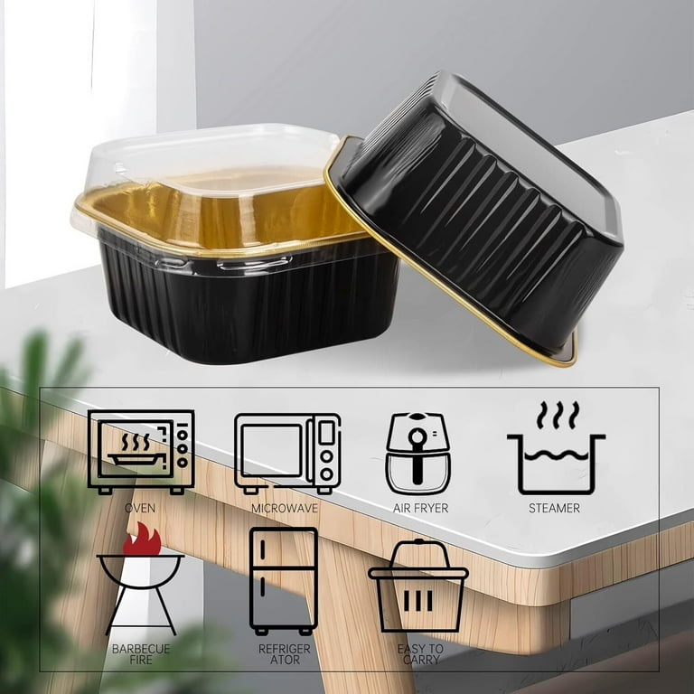 50 Pcs Mini Square Baking Cups with Lids,5oz Aluminum Foil Mini Cake Pans  with Lids,Disposable Ramekins Cake Pans,150ml Dessert Cups Cupcake Pans for  Wedding Birthday Party,Black Gold - Walmart.com