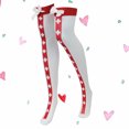 thumbnail image 3 of 1 Paire de Bas de Fête Nœud Papillon Bas Blancs Chaussettes Hautes pour Femmes Costumes de Fête, 3 of 8