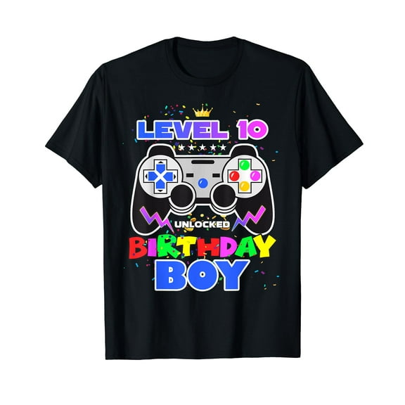 Level 10 Unlocked Birthday Boy Video Game 10th Birthday T-Shirt