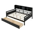 thumbnail image 5 of AENKYO Full Size Wooden Daybed Bed Frame with 2 Storage Drawers and Headboard Shelf, Solid Wood Sofa Bed, Black, 5 of 8
