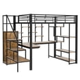 thumbnail image 4 of Euroco Modern Metal Full Size Loft Bed with Wardrobe, Desk and Storage Shelves for Kids Teens, Black, 4 of 15
