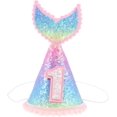 thumbnail image 1 of Bebé princesa Tiara corona niños primer cumpleaños sombrero brillo sirena cola fiesta sombreros diadema diadema, 1 of 5