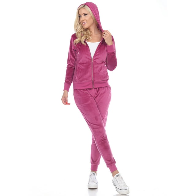 White Mark Ensemble de Survêtement en Velours pour Femmes, 2 Pcs
