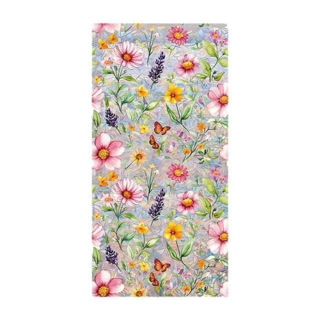 Película de privacidad para ventanas con diseño de flores de PVC, extraíble y reutilizable. 45cmx100cm