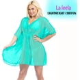 thumbnail image 2 of HAPPY BAY Women's Loose Boho Bathing Suit Cover Ups M-L Shamrock Cyan, Solid, 2 of 5
