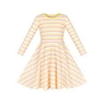 thumbnail image 1 of Robe Fille Manches Longues Rayée Jaune Coton Décontractée Usage Quotidien 4 Ans, 1 of 6
