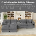 thumbnail image 3 of Wiilayok 145" Modular Sofa Set,Large Chenille U Shaped Sectional Sofa with Ottoman,Central Console,Cup Holder,6 Seater Deep Seat Couch for Living Room Furniture,Gray, 3 of 9
