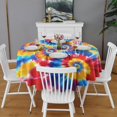 thumbnail image 2 of Colorful Tie Dye Multi Spiral Pattern Round Tablecloth 60"x60",Wrinkle Wipeable Table Cloth for Kitchen Dining Room Picnic Patio Party, 2 of 6