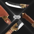 thumbnail image 3 of Qulajoy Butcher Knife - Hand Forged Camping Knife 7Cr17MOV Blade - Dragon Head Handle and Leather Sheath - Meat Cleaver for Hunting & Camping, 3 of 6