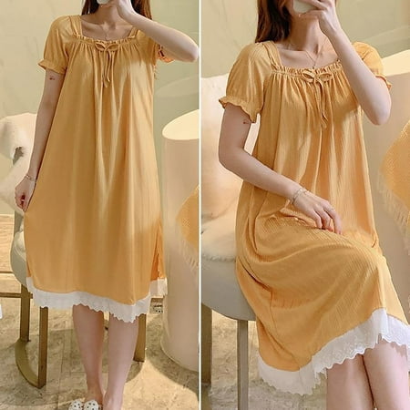 GZWYHT Nightgowns for Women Clearance Women S Sleepwear Women Sleep Dress Ladies Gowns Sleepwear Women S Nightgowns & Sleepshirts Babydoll Lingerie  Yellow L