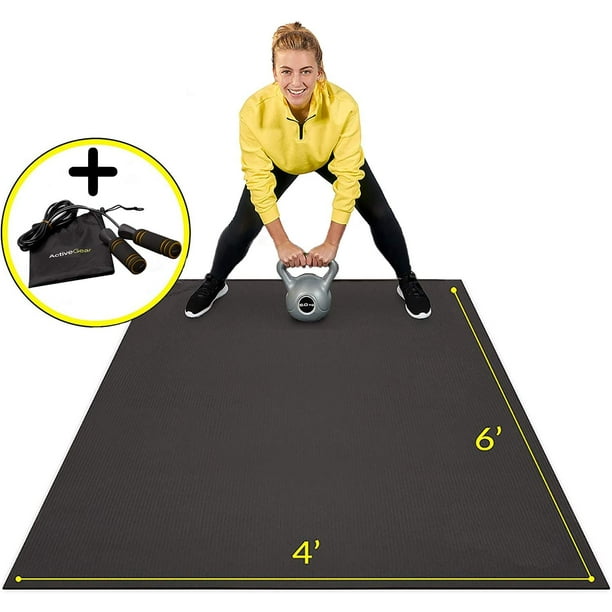 Premium Large Exercise Mat 6' x 4' x 7mm UltraDurable NonSlip