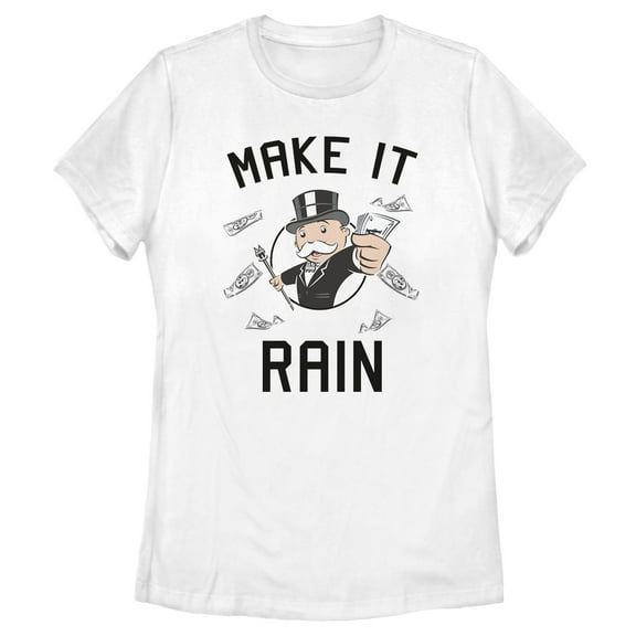 Women's Monopoly Pennybags Make It Rain  Graphic Tee White X Large
