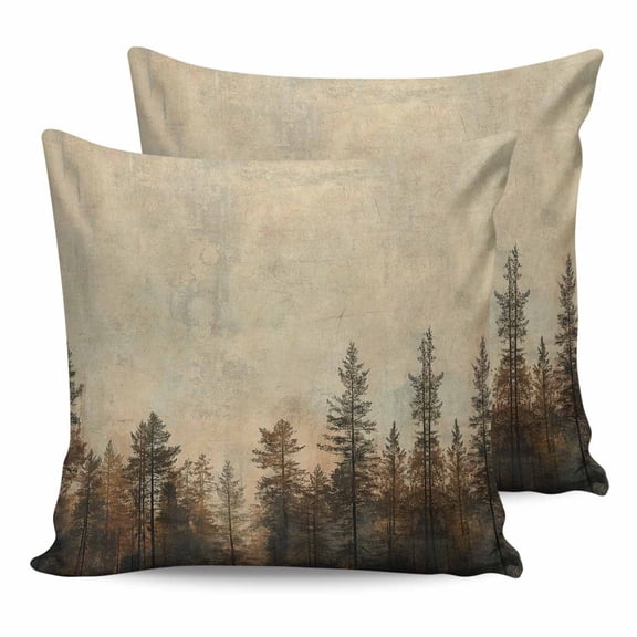 Pillow Covers 20x20 Set of 2, Brown Forest Throw Pillow Covers Decorative Couch Cushion Cover, Vintage Tree Farmhouse Botanical Microfiber Soft Square Pillowcases for Bedroom Living Room Sofa