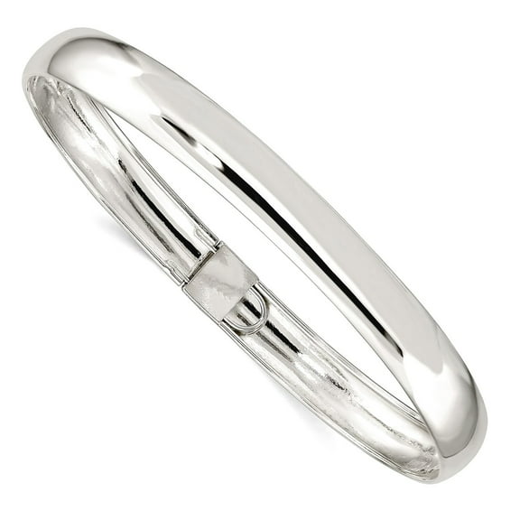 925 Sterling Silver Hinged Safety clasp Box Catch Closure 8mm Polished Flexible Bangle Bracelet Cuff Bracelet for Women