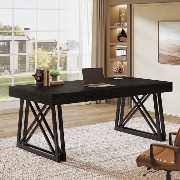 63-Inch Executive Desk, Large Office Computer Desk, Industrial Home Office Desks Writing Table