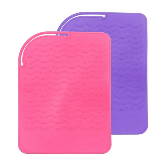 Uxcell Silicone Iron Hair Curling Pad Set, Multipurpose Iron Hot Resistant Mat Hair Curling Plate, Purple/Red