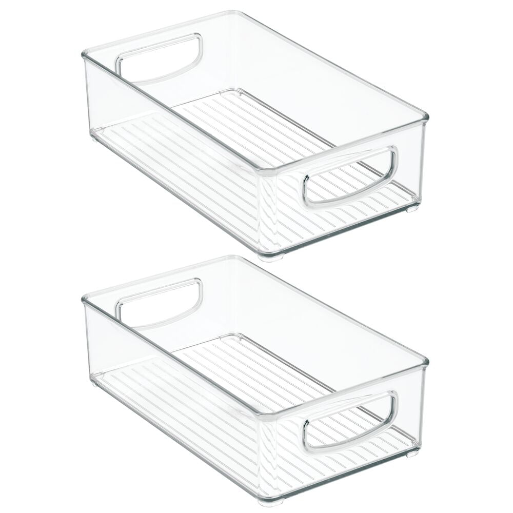 mDesign Fridge Storage Box — Food-Safe Fridge and Freezer Container with Removable Lid and Handles — Practical Lidded Kitchen Storage for Snacks Produce — Clear/Smoke Grey Pasta mDesign Fridge Storage Box — Food-Safe Fridge and Freezer Container with Removable Lid and Handles — Practical Lidded Kitchen Storage for Snacks Produce — Clear/Smoke Grey Pasta