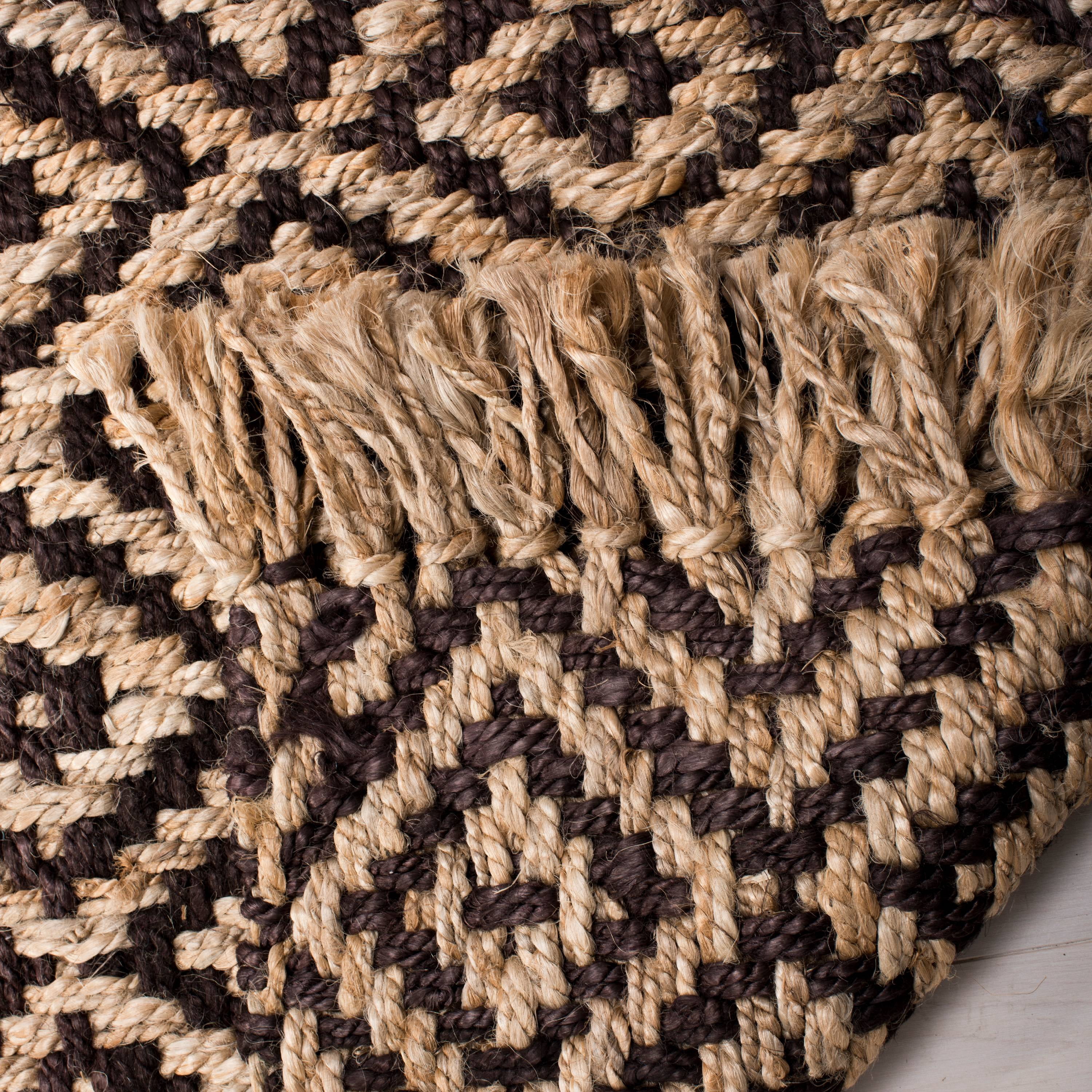 SAFAVIEH Natural Fiber Thomas Geometric Jute Runner Rug, Brown/Natural, 2'3" x 8'