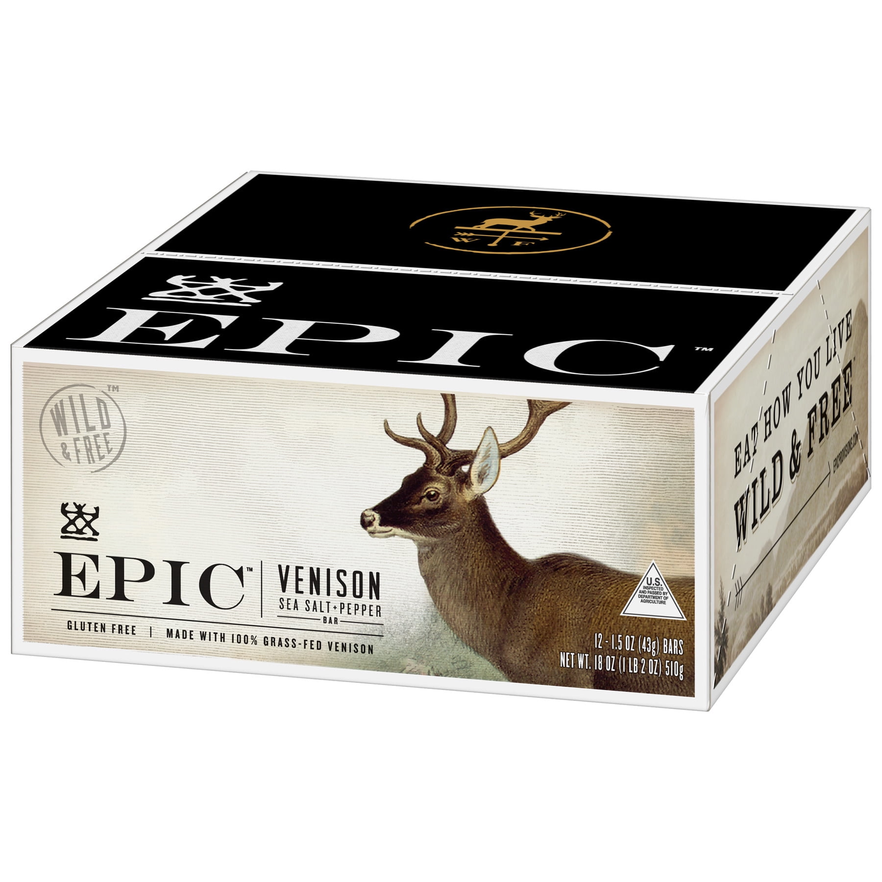 Epic Meat Bar - Venison Sea Salt Pepper Bar (12-Pack)
