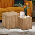 thumbnail image 6 of Williamspace Modern Square Coffee Table Set of 2 Nesting Table End Side Table Set of 2 for Living Room Apartment,Natural, 6 of 7