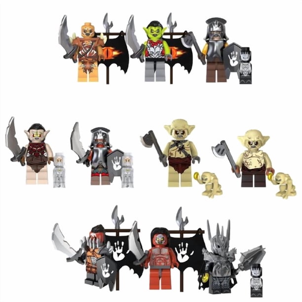 10 Piezas Figuras de Bloques de Construcción de Orcos y Elfos Oscuros, Minifiguras de 10.10 cm para Coleccionistas, Juguetes de Acción de Fantasía para Niños y Fans