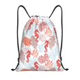 thumbnail image 1 of Xecao Tropical Corals Seahorse Pattern Sports Drawstring Backpack - String Swim Gym Bag with Wet Proof Pocket for Women&Men-Medium, 1 of 6