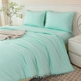thumbnail image 6 of RYNGHIPY Pom Pom Comforter Sets Full Size Light Green Bedding Set Fluffy Bedding for Kids Solid Fringe Bedding Comforter Set for Girls(Mint Green,Full), 6 of 7
