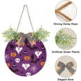 thumbnail image 2 of Coolnut Winter Halloween Bat and Spider Web Welcome Sign with Bows and Grass Rings, Round Door Hanging for Holiday Indoor and Outdoor Family Door Wall Home Decor, 2 of 7