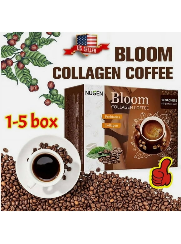 1~5BOX NUGEN Bloom Collagen Coffee -Pure organic coffee(10 bags/box)  HOT~