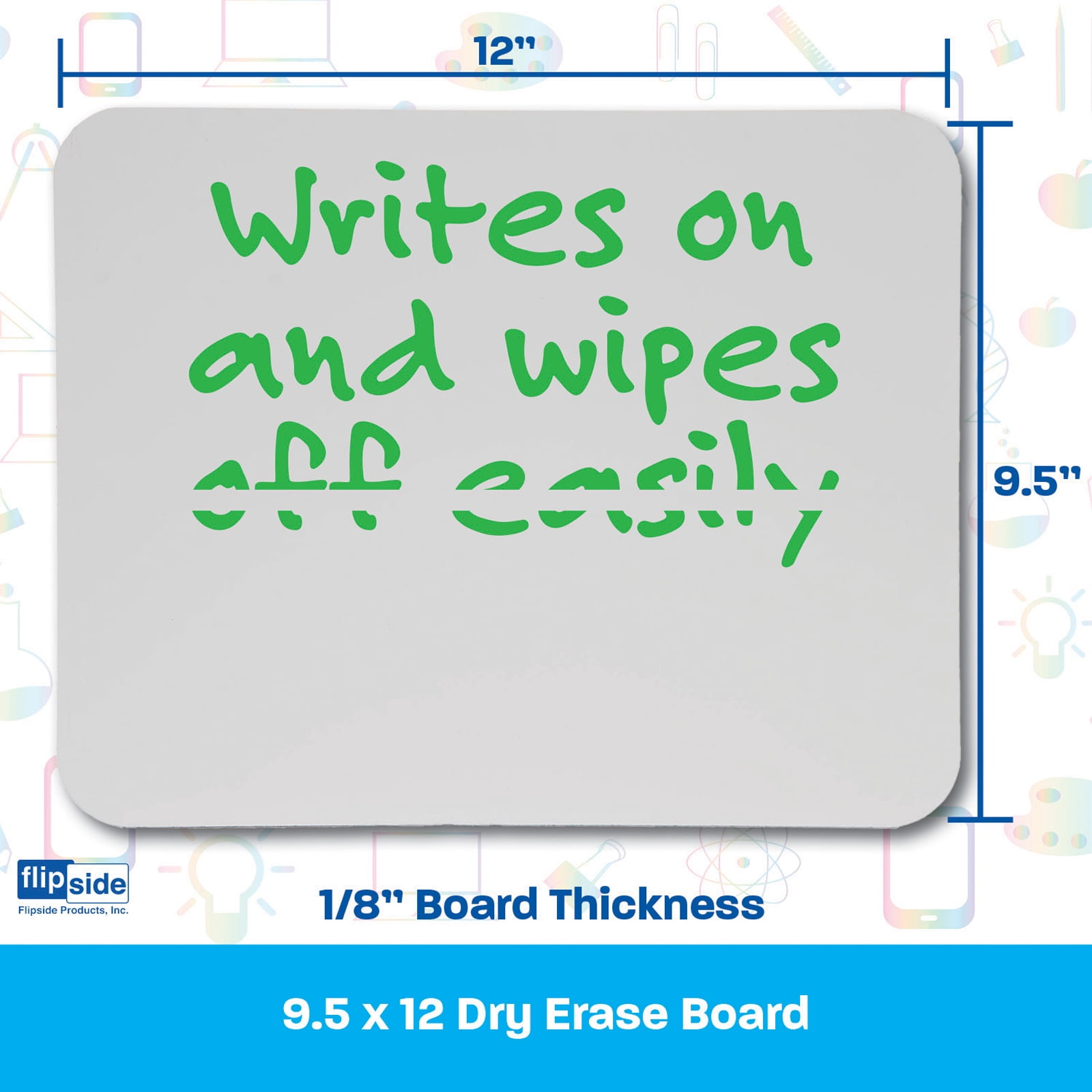 Flipside Products Dry Erase Board, 9.5" x 12", Pack of 6