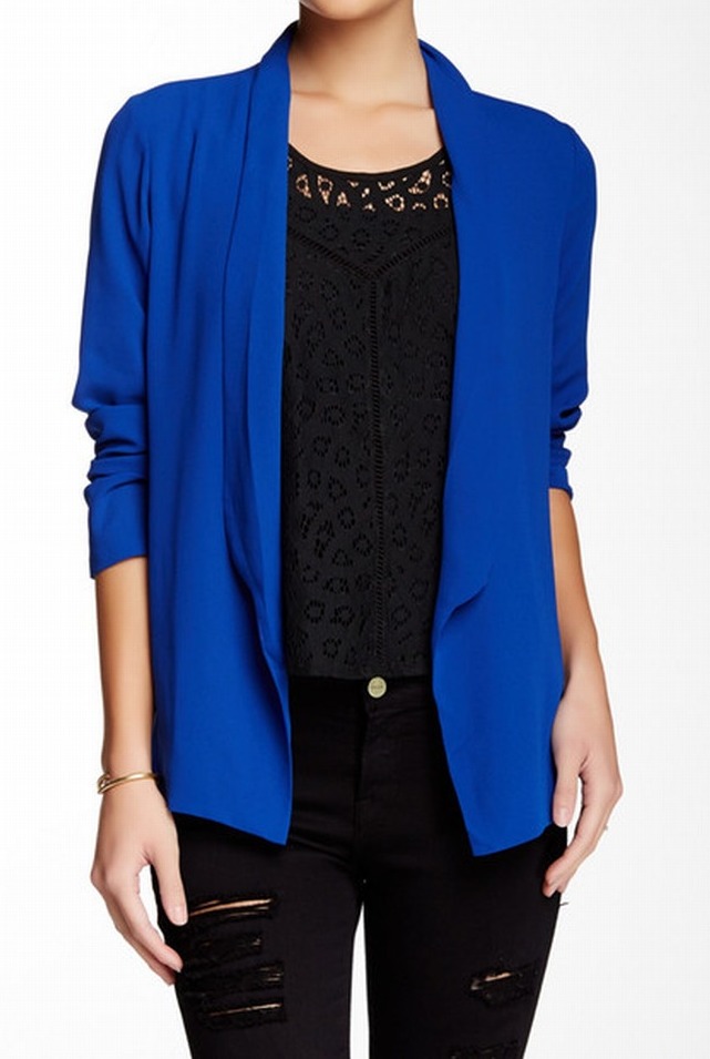 Lush Lush NEW Cobalt Blue Womens Size Small S Shawl Collar OpenFront