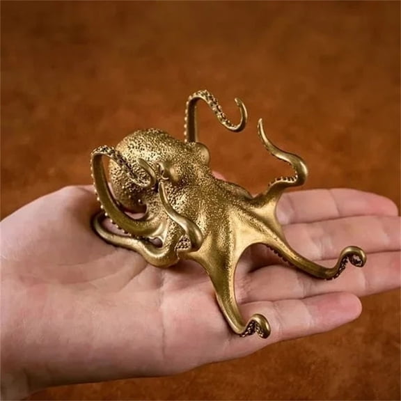 chaungfeng Metal Octopus Cuttlefish Figurines Statue Desk Stand for Phone Bracket Pen Spectacles Holder Car Ornaments Home Decor Crafts (Gold)