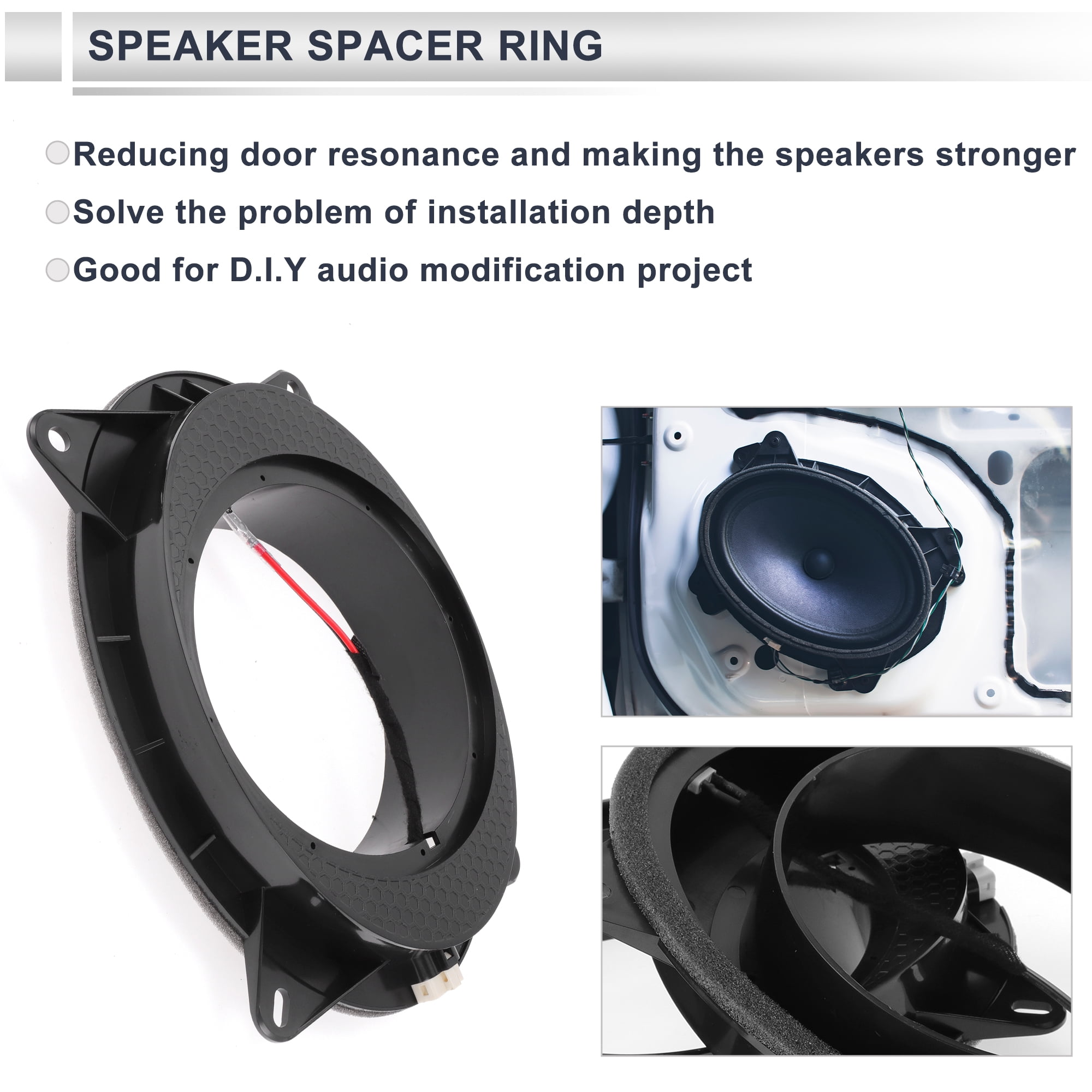 Unique Bargains Speaker Spacer Ring for Toyota Subwoofer Mounting Spacer ABS 2 Set