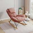 thumbnail image 3 of Leisure Sofa Single Rocking Chair, Modern Upholstered Wingback Armchair with Padded Seat and  Solid Wood Base,Comfy Accent Glider Chairs for Adults,Living Room Bedroom Offices ,Pink, 3 of 9