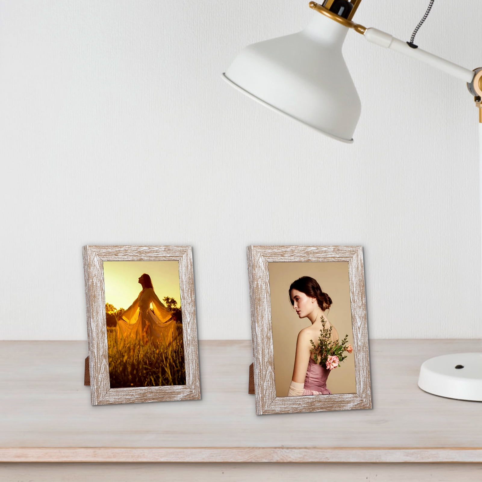 MEBRUDY 5x7 Picture Frame Set of 12, 5 by 7 Photo Frames Bulk for Wall or Tabletop Display, Beige White