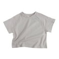 thumbnail image 1 of T-Shirts à Manches Raglan Unis Unisexes pour Enfants, Hauts Décontractés à Col Rond Légers pour Enfants, Été, 1 of 7