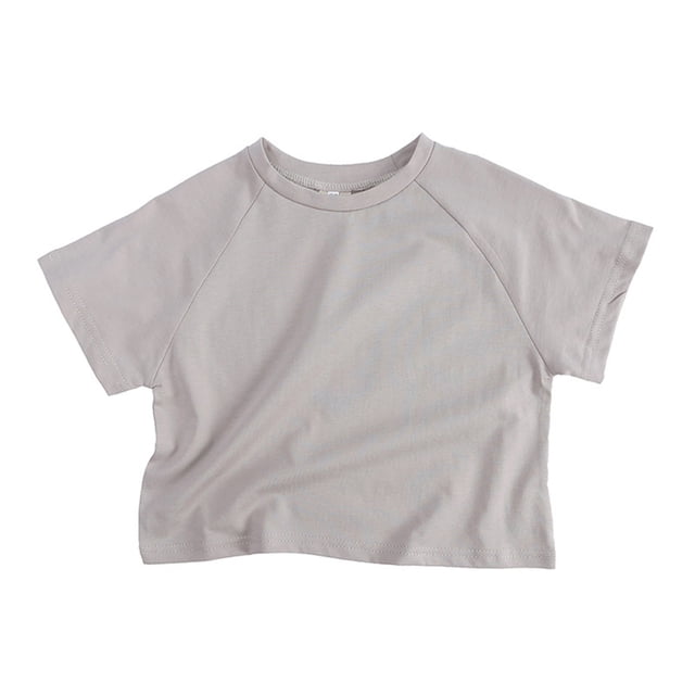 T-Shirts à Manches Raglan Unis Unisexes pour Enfants, Hauts Décontractés à Col Rond Légers pour Enfants, Été