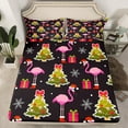 thumbnail image 2 of Manfei 3-Piece Christmas Festival Sheet Set, Twin - Green Tree & Flamingo, 2 of 7