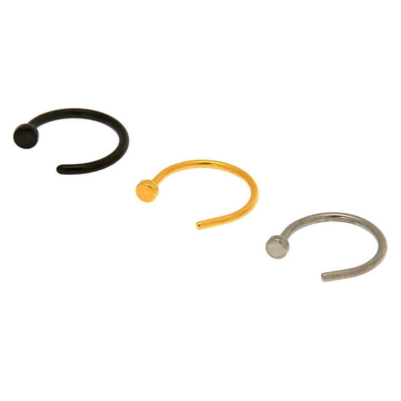Claire's Mixed Metal 20G Open Nose Rings - 3 Pack