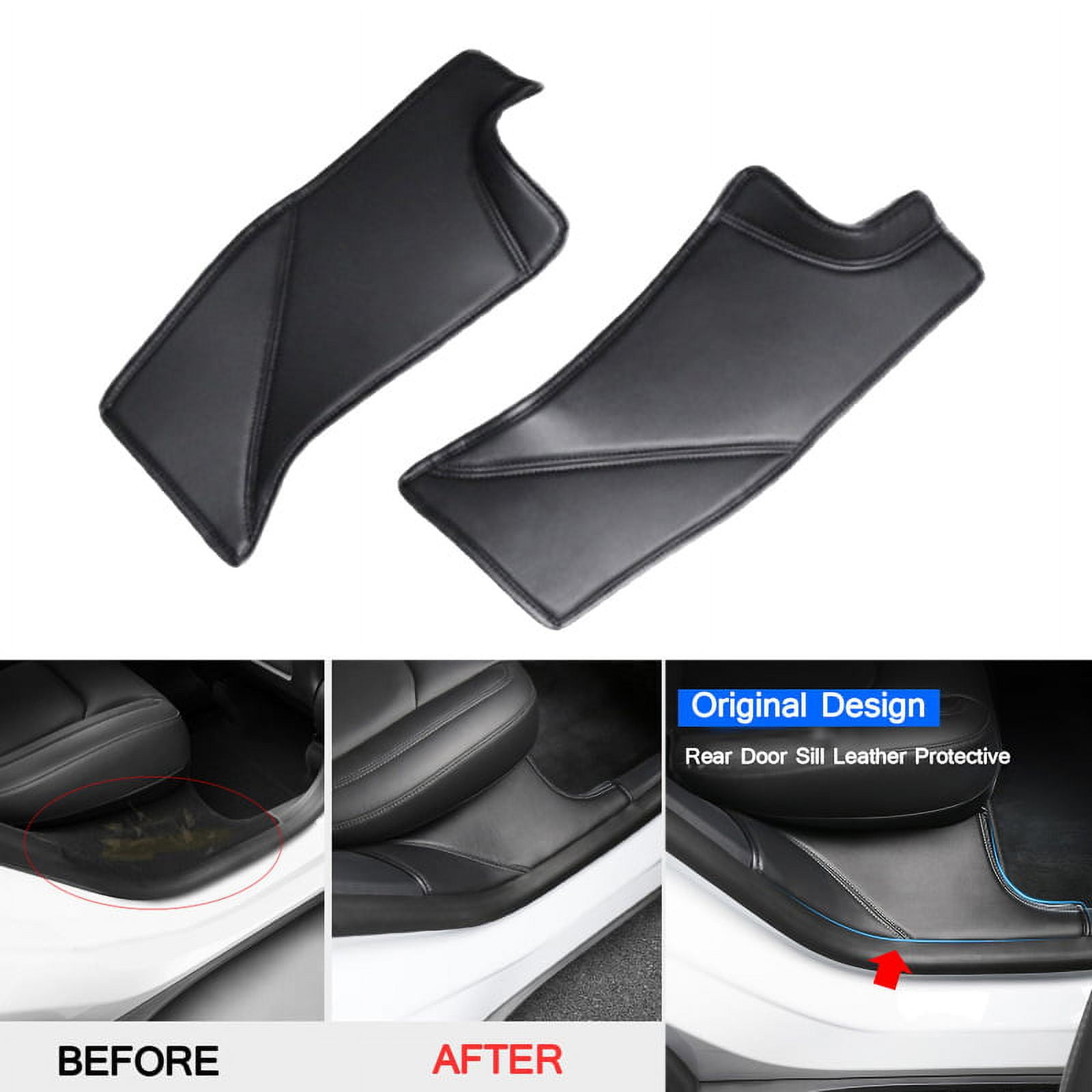For Tesla Model Y Rear Door Sill Pad Carbon Fibre Car Door Anti Kick Pads  Anti Scratch Car Anti Trampling Guard Plate