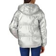 thumbnail image 3 of INSPIRE CHIC Women's Casual Shiny Pockets Hooded Winter Puffer Jackets Coats S Silver, 3 of 6
